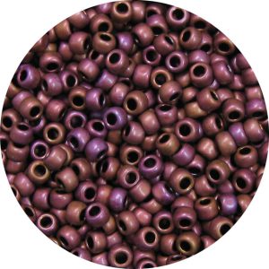 8/0 Japanese Seed Bead, Frosted Metallic Cranberry AB