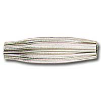 15x4mm Silver Ridged Oval Non-Precious Beads