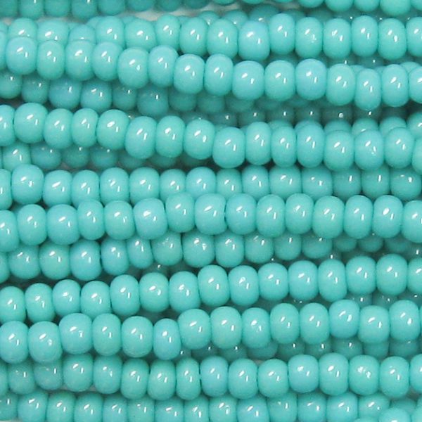 8/0 Czech Seed Bead, Opaque Green Turquoise