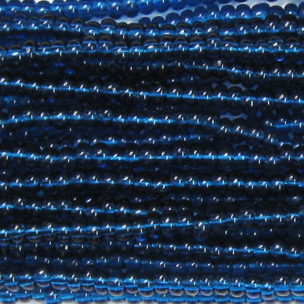 8/0 Czech Seed Bead, Transparent Montana Blue