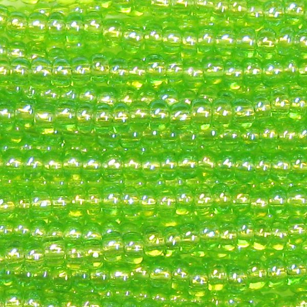 8/0 Czech Seed Bead, Transparent Olivine AB