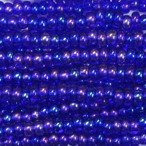8/0 Czech Seed Bead, Transparent Cobalt Blue AB