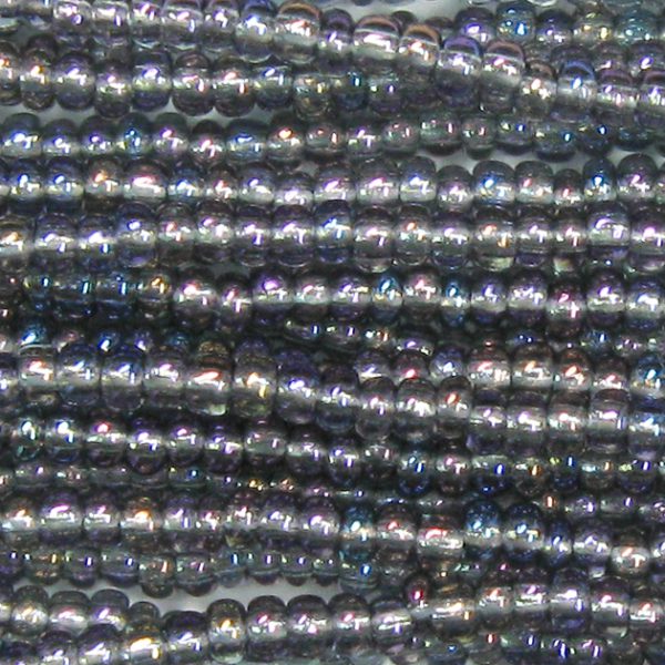 8/0 Czech Seed Bead, Transparent Black Diamond AB