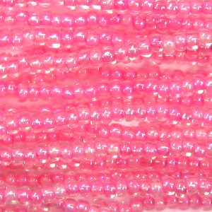 8/0 Czech Seed Bead, Hot Pink Lined Crystal AB