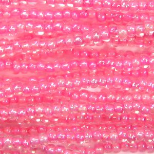 8/0 Czech Seed Bead, Hot Pink Lined Crystal AB