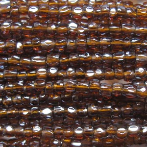 9/0 Czech Three Cut Seed Bead, Transparent Smoke Topaz Luster