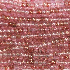 8/0 Czech Seed Bead, Transparent Rose Lumi