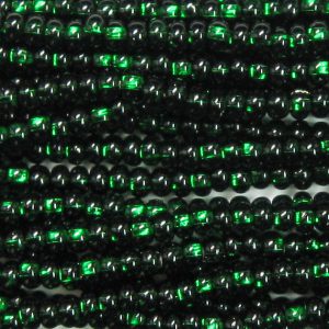 8/0 Czech Seed Bead, Silver Lined Bottle Green