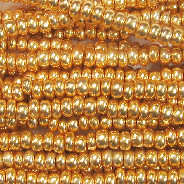 8/0 Czech Seed Bead, Galvanized Metallic Gold* – Garden of Beadin