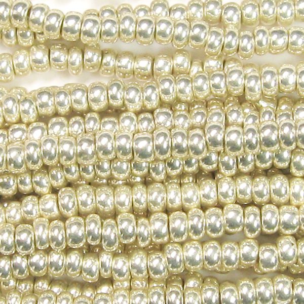 8/0 Czech Seed Bead, Galvanized Metallic Silver*