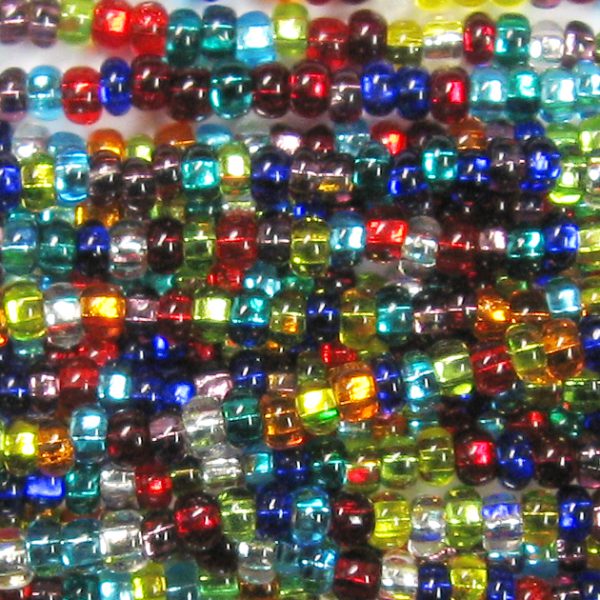 8/0 Czech Seed Bead, Silver Lined Rainbow Mix