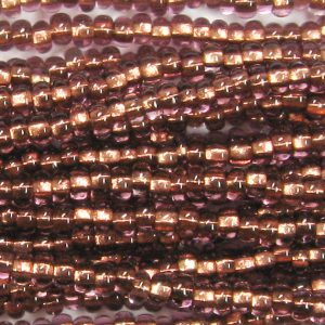 8/0 Czech Seed Bead, Copper Lined Amethyst