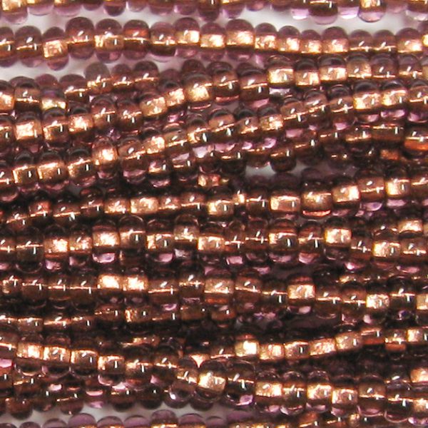 8/0 Czech Seed Bead, Copper Lined Amethyst