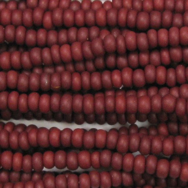 8/0 Czech Seed Bead, Frosted Opaque Maroon