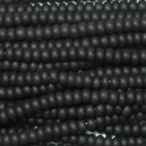 8/0 Czech Seed Bead, Frosted Opaque Black