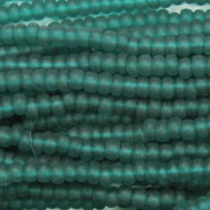 8/0 Czech Seed Bead, Frosted Transparent Emerald Green