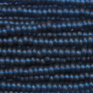 8/0 Czech Seed Bead, Frosted Transparent Montana Blue