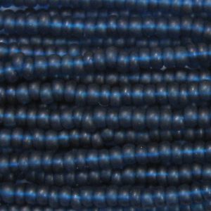 8/0 Czech Seed Bead, Frosted Transparent Montana Blue