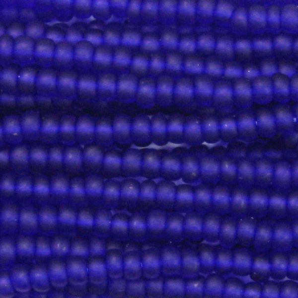 8/0 Czech Seed Bead, Frosted Transparent Cobalt Blue