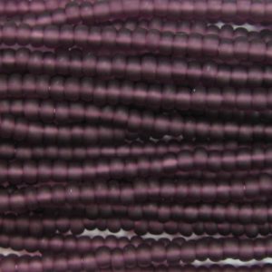 8/0 Czech Seed Bead, Frosted Transparent Medium Amethyst