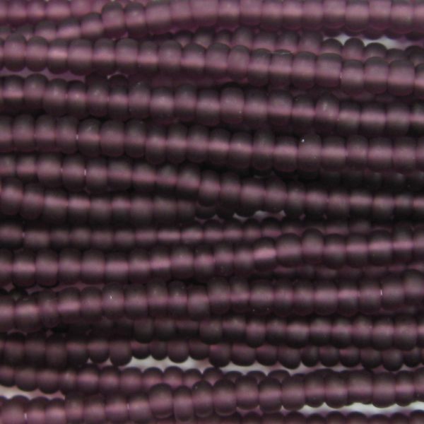 8/0 Czech Seed Bead, Frosted Transparent Medium Amethyst