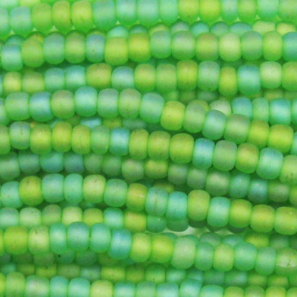 8/0 Czech Seed Bead, Frosted Transparent Peridot AB