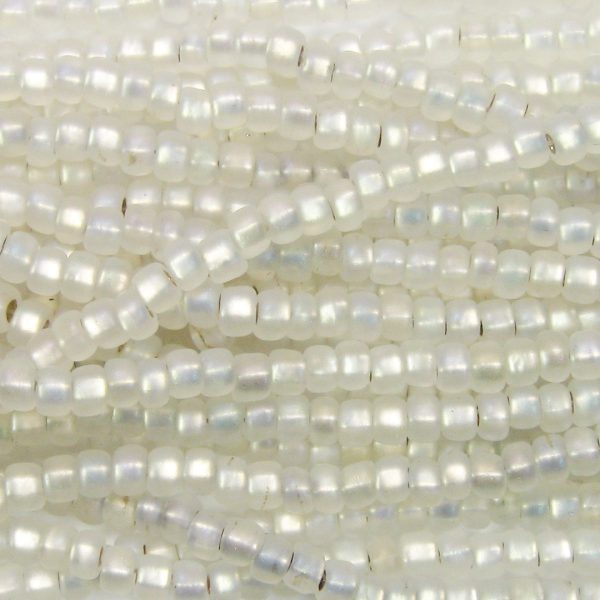 8/0 Czech Seed Bead, Frosted Silver Lined Crystal AB