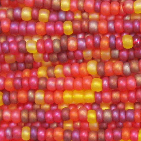 8/0 Czech Seed Bead, Frosted Sunset Mix