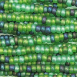 8/0 Czech Seed Bead, Frosted Green Ogre Mix