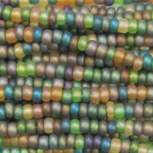 8/0 Czech Seed Bead, Frosted Rainforest Mix