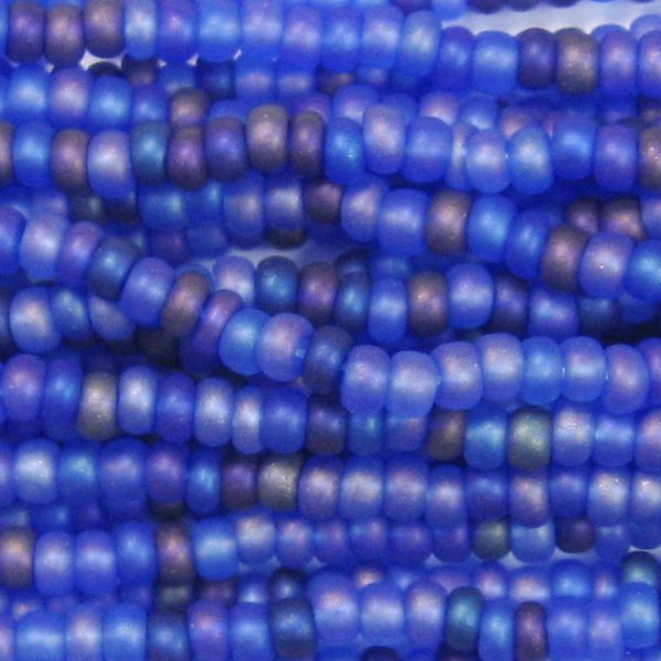 8/0 Czech Seed Bead, Frosted Blue Angel Mix