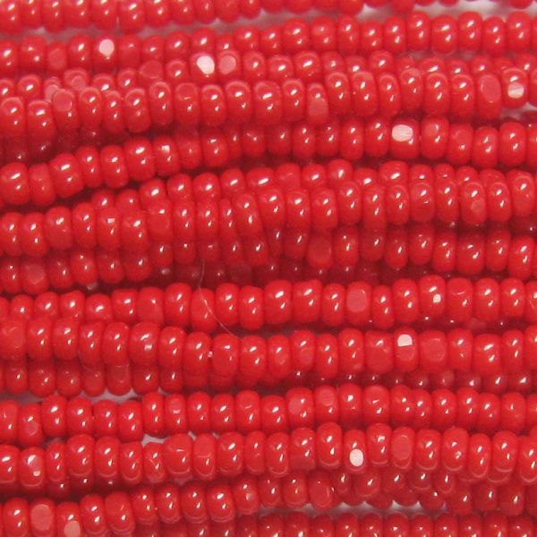 13/0 Czech Charlotte Cut Seed Bead, Opaque Red