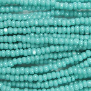 13/0 Czech Charlotte Cut Seed Bead, Opaque Green Turquoise