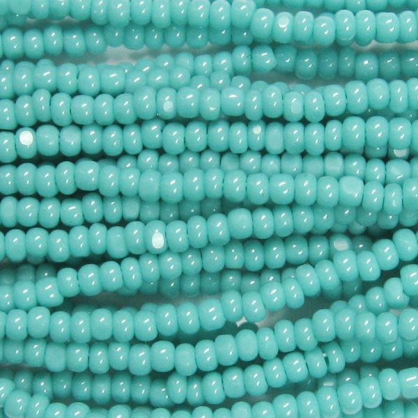 13/0 Czech Charlotte Cut Seed Bead, Opaque Green Turquoise