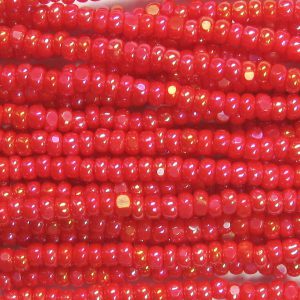 13/0 Czech Charlotte Cut Seed Bead, Opaque Red AB