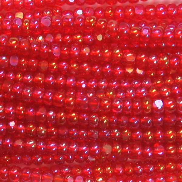 13/0 Czech Charlotte Cut Seed Bead, Transparent Ruby AB