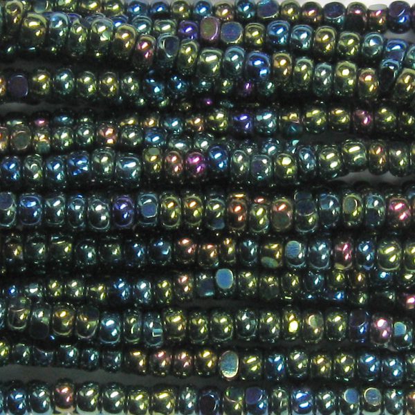 13/0 Czech Charlotte Cut Seed Bead, Green Iris