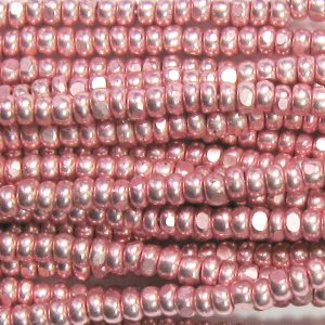 13/0 Czech Charlotte Cut Seed Bead, Terra Galvanized Baby Pink