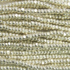 13/0 Czech Charlotte Cut Seed Bead, Terra Galvanized Metallic Silver