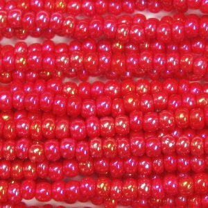 11/0 Czech Seed Bead, Opaque Red AB