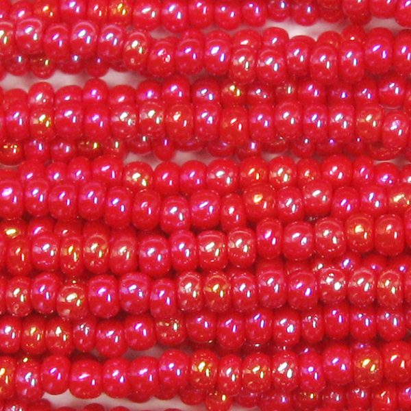 11/0 Czech Seed Bead, Opaque Red AB