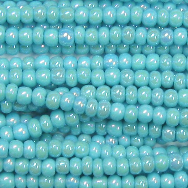 11/0 Czech Seed Bead, Opaque Blue Turquoise AB