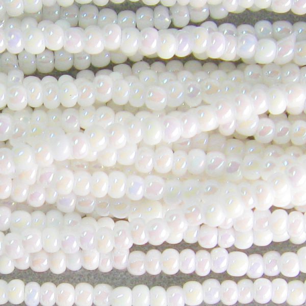 11/0 Czech Seed Bead, Opaque White AB