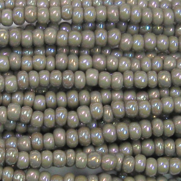 11/0 Czech Seed Bead, Opaque Grey AB