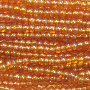 11/0 Czech Seed Bead, Transparent Dark Topaz AB