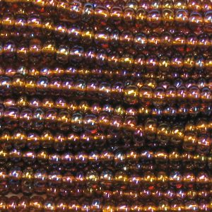 11/0 Czech Seed Bead, Transparent Dark Smoke Topaz AB