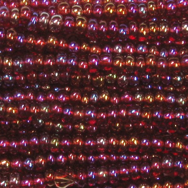 11-0 Transparent Iridescent Garnet Red Czech Seed Bead