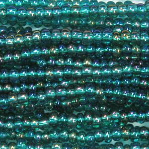 11/0 Czech Seed Bead, Transparent Emerald AB