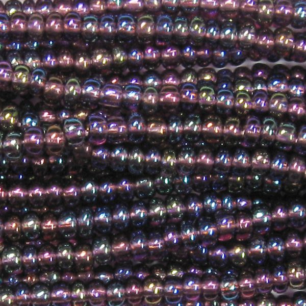 11/0 Czech Seed Bead, Transparent Dark Amethyst AB