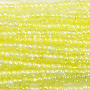 11-0 Lined Iridescent Yellow Czech Seed Bead